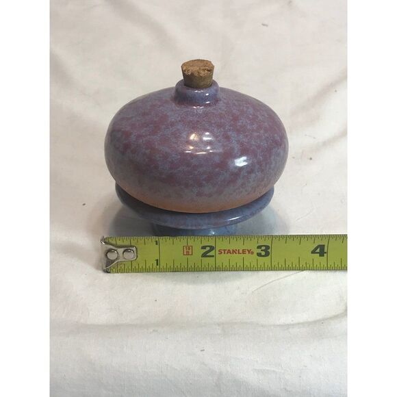 Vintage 1980’s artisan glazed pottery purple diffuser on pedestal with cork. - Picture 10 of 10